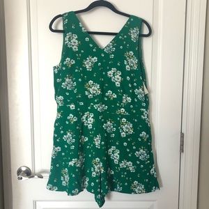 Kelly green floral Loft romper